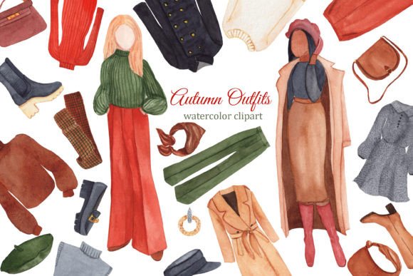 Autumn Fashion Watercolor Illustrations