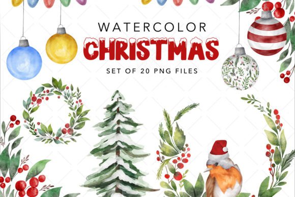 Christmas Watercolor Cliparts & Illustrations