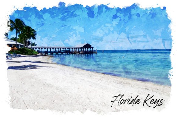 Florida Keys Watercolor Poster & Illustrations