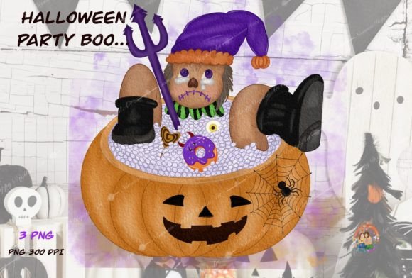 Halloween Watercolor Sublimation Gnomes Illustrations