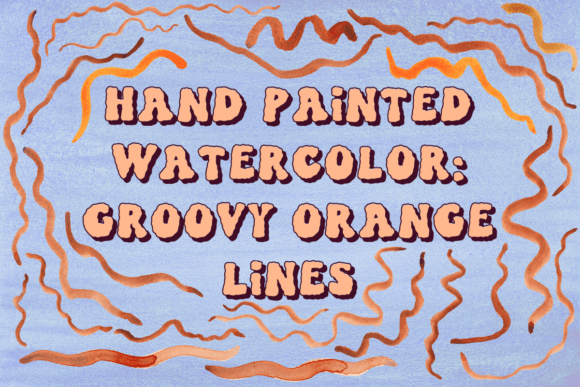 HandPainted Orange Watercolor Wavy Lines Illustrations