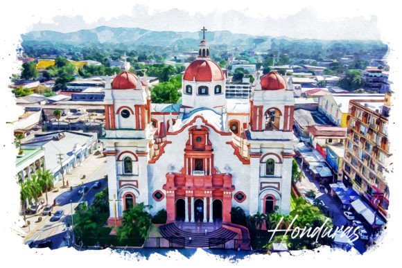 Honduras Watercolor Poster & Illustrations