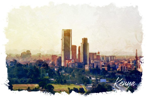 Kenya Watercolor Poster: Illustrations for Crafts