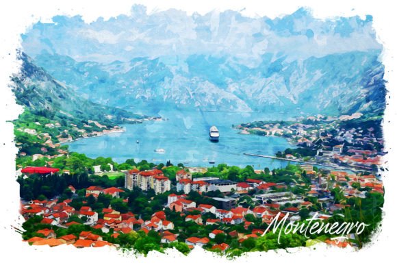 Montenegro Watercolor Poster & Illustrations