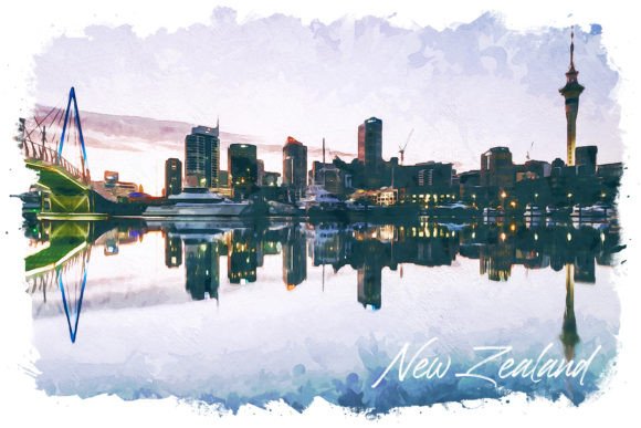 New Zealand Watercolor Poster & Illustrations