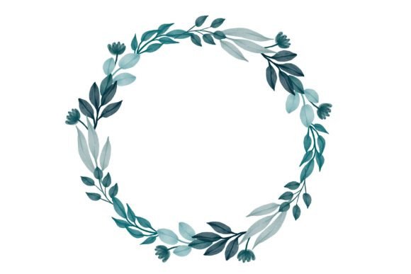 Pastel Green Watercolor Floral Wreath Illustrations
