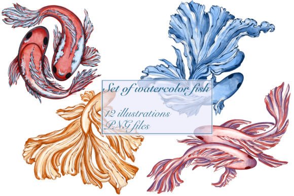 Set of Watercolor Fish: Natural Illustrations