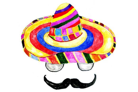 Sombrero Hat Watercolor Illustrations