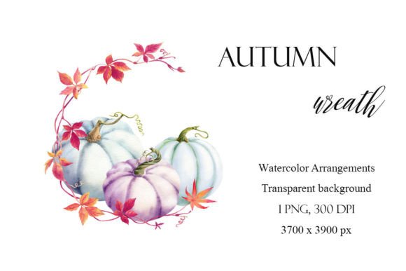 Watercolor Autumn Pumpkin Wreath PNG Review