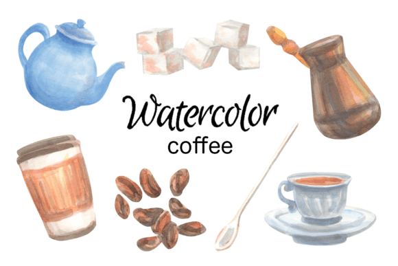 Watercolor Clipart Coffee Food Kitchen Illustrations