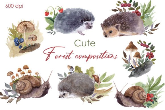 Watercolor Cute Forest Compositions Png Review