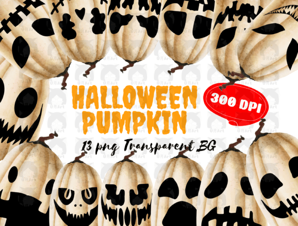 Watercolor Fall Halloween Pumpkin A3 Illustrations