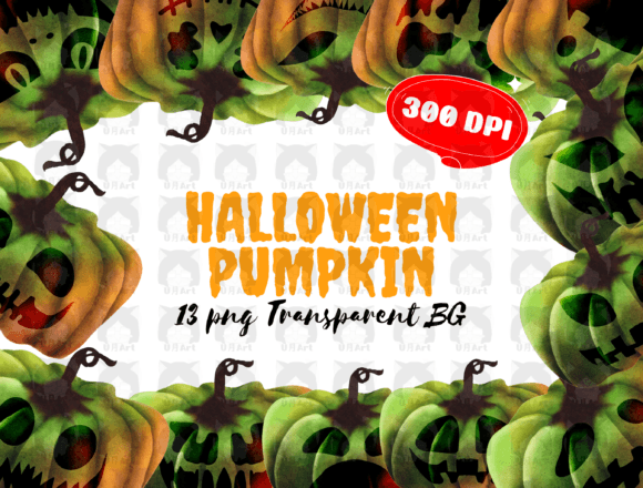 Watercolor Fall Halloween Pumpkin Illustrations
