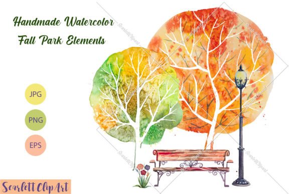 Watercolor Fall Park Elements Vector Png Review