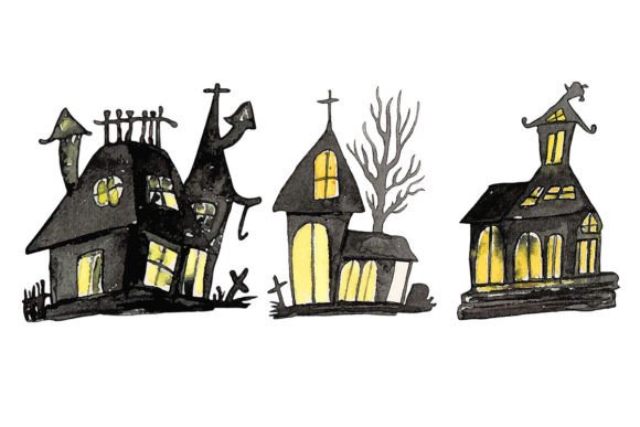 Watercolor Haunted Houses for Halloween Review