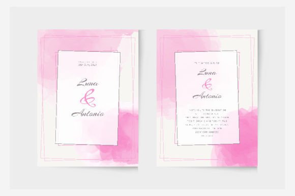 Watercolor Pink Floral Wedding Illustrations