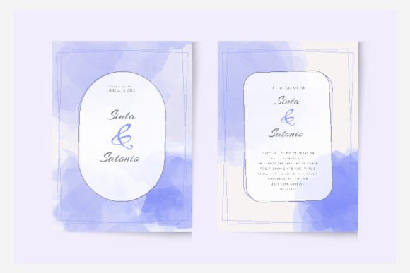 Watercolor Purple Wedding Invitation Illustrations