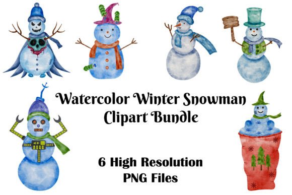 Watercolor Snowman Clipart & Illustrations
