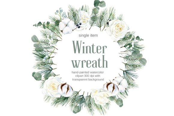 Watercolor Winter Floral Wreath Illustrations