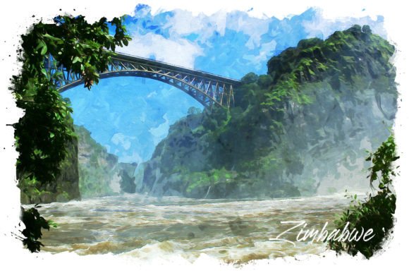 Zimbabwe Watercolor Poster & Illustrations